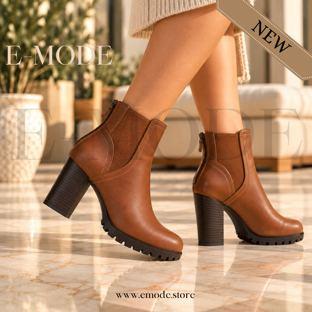Bottines a talons - Marron - REF-0981