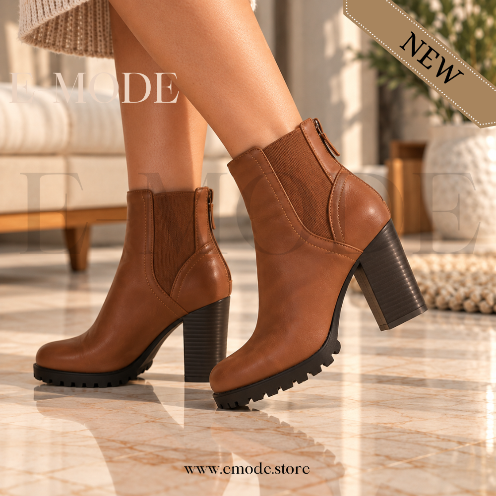 Bottines a talons - Marron - REF-0981