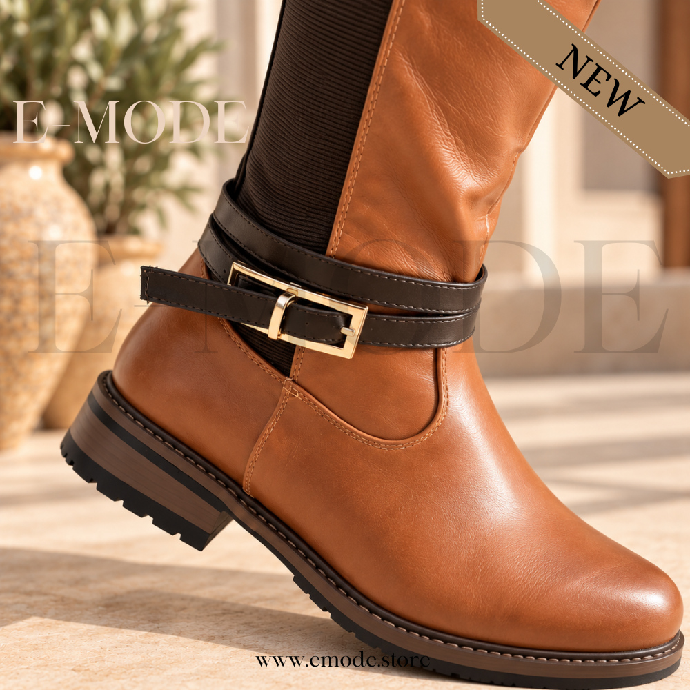 Bottes Cavalière Plates -Marron- REF-0986