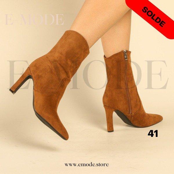 Bottines A Talons - Daim - Marron - REF-0911