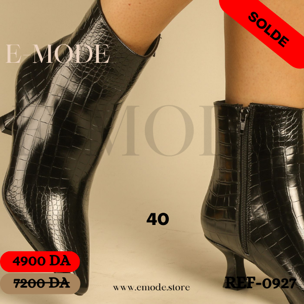 Bottines Croco Noir REF-0927