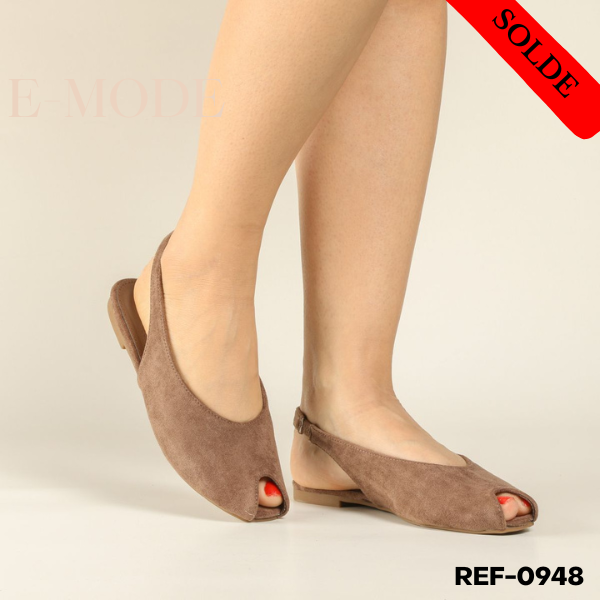 Sandales  Plates Daim- Khaki-REF-0949