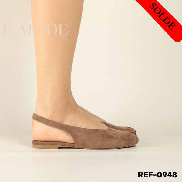 Sandales  Plates Daim- Khaki-REF-0949