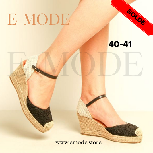 Sandale talon Haut Noir / REF-0593