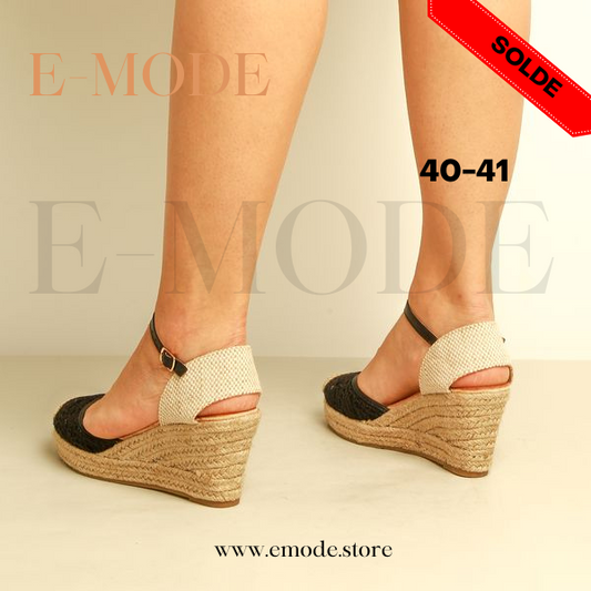 Sandale talon Haut Noir / REF-0593