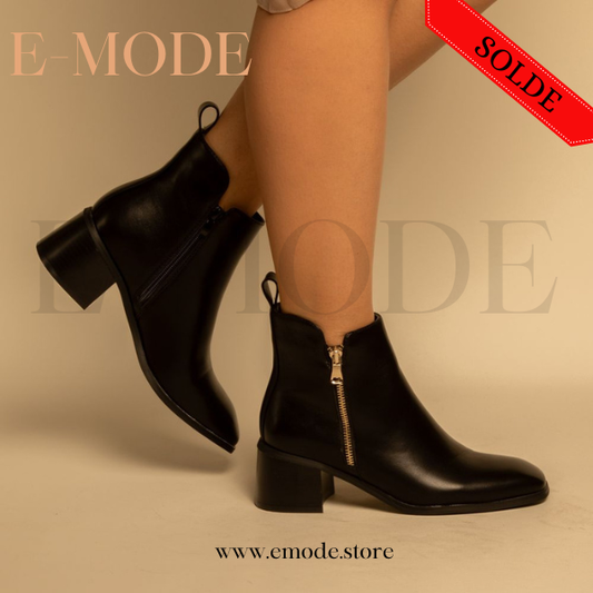 Bottines - Simili cuir - Noir- REF-0804
