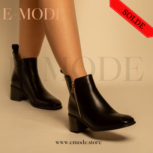 Bottines - Simili cuir - Noir- REF-0804
